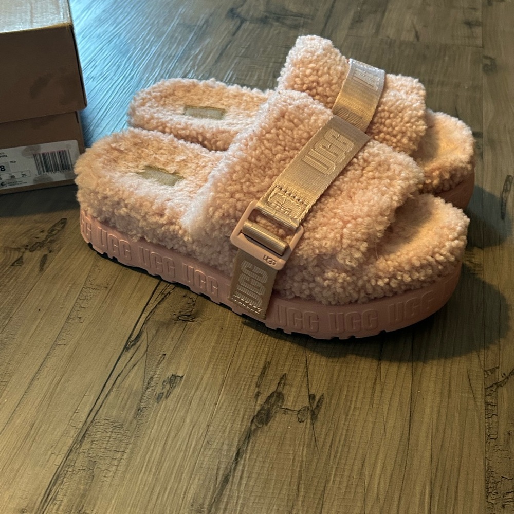 UGG Fluffita Shearling Slippers Pink Cloud Size 8 Slides